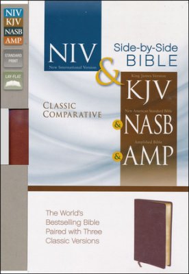 Classic Comparative NIV/KJV/NASB/Amp Side-by-Side Bible B/L Burg - Zondervan